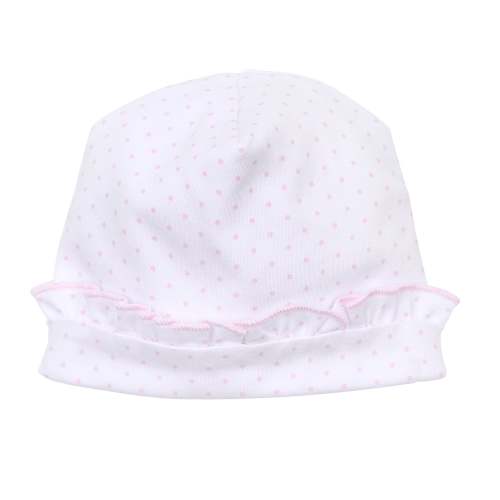 Mini Dots Ruffle Hat - Pink