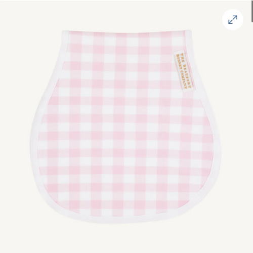 TBBC Oopsie Daisy Burp Cloth - Palm Beach Pink Gingham with Worth Avenue Wh