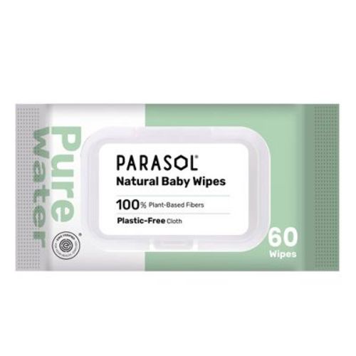 Parasol 99% Pure Water Baby Wipes for Sensitive Skin - 60ct: Latex-Free, Dye-Free, Alcohol-Free