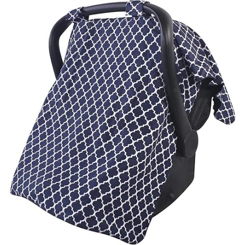 Hudson Baby Unisex Baby Reversible Car Seat and Stroller Canopy, Navy Trellis, One Size