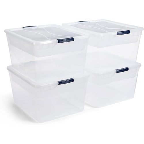 Rubbermaid Cleverstore 71 Qt Clear Storage Bins with Lids, 4-Pack, Stackable, BPA-Free, Made in USA