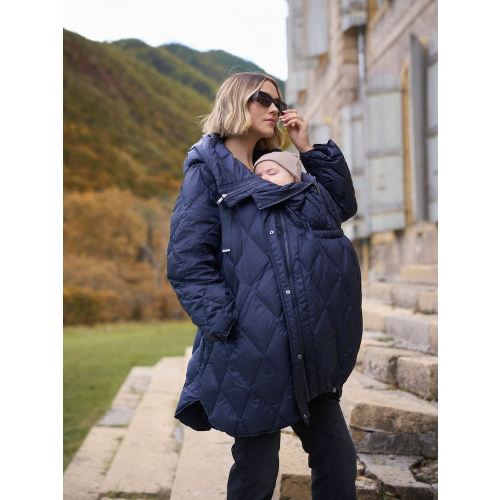 Seraphine Navy Lightweight Quilted 3 in 1 Maternity & Babywearing Coat from Next USA
