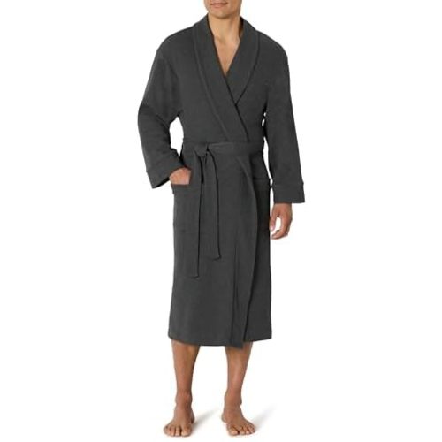 Amazon Essentials Men's Lightweight Cotton Waffle Bathrobe (Available in Big & Tall)