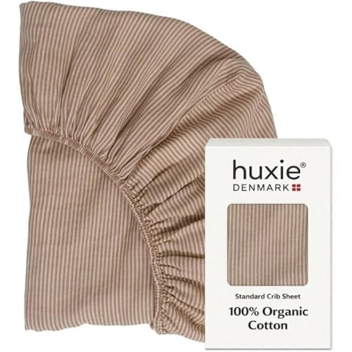 Crib Sheets – Organic Cotton Muslin Fitted Crib Sheet – Standard Size for Baby Boy and Baby Girl 28" x 52" Ultra-Soft and Breathable. (Natural Stripe)