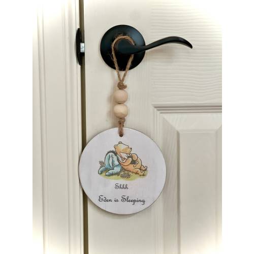 Personalized Winnie the Pooh Nursery Door Sign – Shhh Baby Sleeping