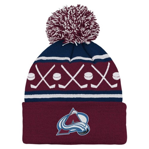 Infant Colorado Avalanche Burgundy Face-Off Cuffed Knit Hat with Pom