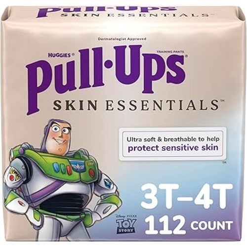 Pull-Ups Boys' Skin Essentials Potty Training Pants, Training Underwear, 3T-4T (32-40 lbs), 112 Ct (4 Packs of 28)