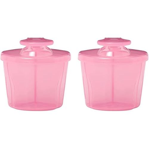 Dr. Brown's Baby Formula Dispenser with Snap-On Lid for On-The-Go Feedings,Milk Powder Dispenser for Traveling with Infant,Pink Pack of 2