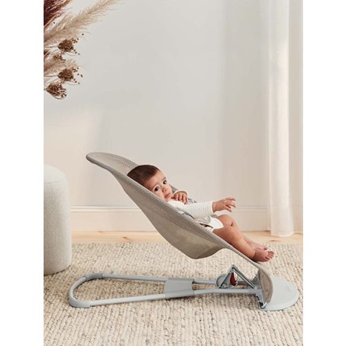BabyBjörn Bouncer Balance Soft, Light Grey Frame, Mesh, Gray Beige/White (005144US)
