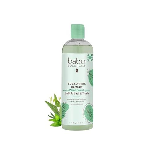 BABO Botanicals Eucalyptus Remedy 2-in-1 Bubble Bath & Wash - Invigorating Eucalyptus, Rosemary & Peppermint - for All Ages - EWG Verified - Vegan