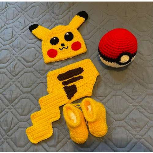 Babies Inspired by Pokémon Pikachu crocheted fits 6 month outfit