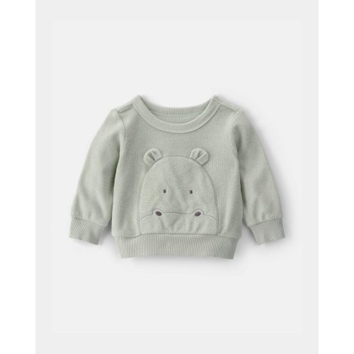 Baby Hippo Terry Pullover Sweatshirt - Green
