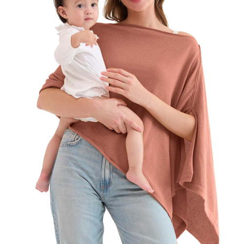 Pxiakgy Muslin Nursing Cover for Breastfeeding, Breathable 100% Cotton Privacy Nursing Covers with Hoop for Mother Nursing Apron, Soft Arch Neckline Nursing Apron Cover for Breastfeeding Breathable S