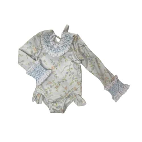 Jolie Bow and Flowers Handsmocked Rashguard