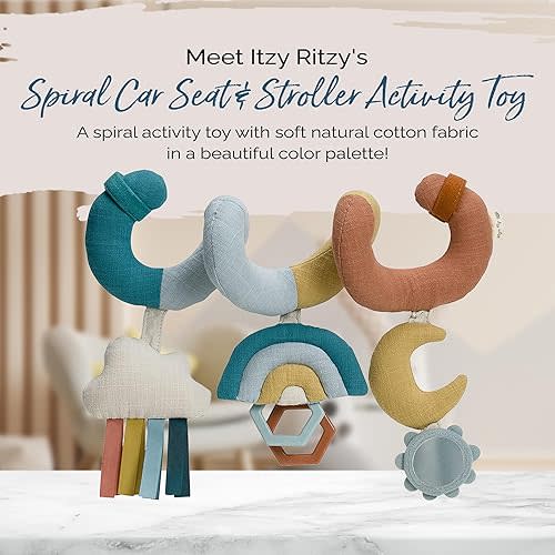 Itzy Ritzy Spiral Car Seat & Stroller Activity Toy - Mirror and Textured Ribbons (Rainbow)