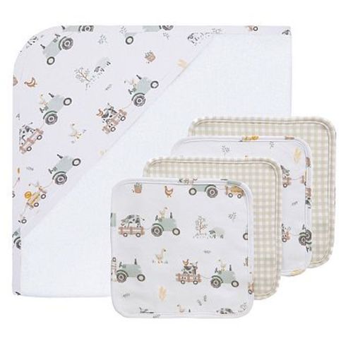 Living Textiles Baby Tractor Ride 5-pc. Bath Gift Set