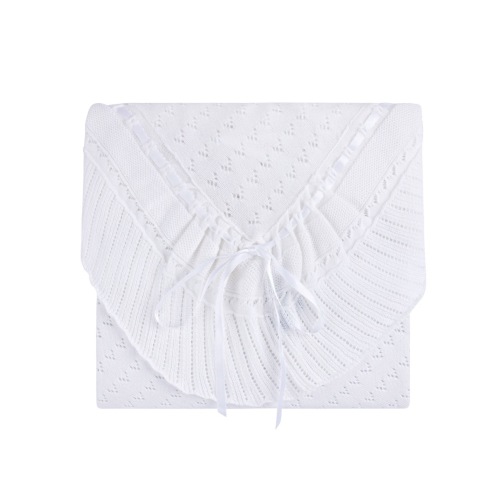 Pointelle Knit Ruffle Blanket