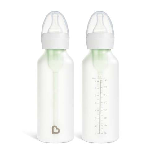 Munchkin Bond® Silicone Glass Bottle, 2-Pack - White / 8 Ounce