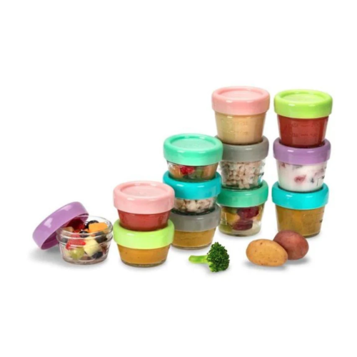Glass Food Containers 12 Pack Set - 2oz and 4oz | Snuggle Bugz | Canada's Baby Store