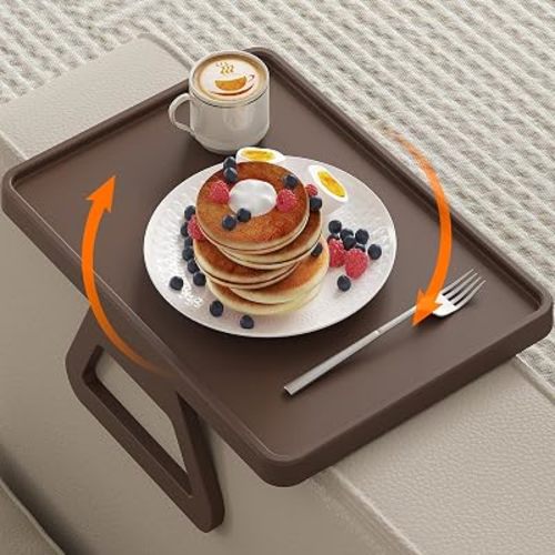 Lifewit Adjustable Couch Arm Tray, Plastic Rotating Sofa Armrest Tray Table