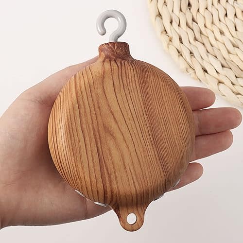 Crib Mobile Musical Box - Imitation Wood - Crib Mobile Motor - Music Box with Rotating Hook - Baby Mobile Music Box Battery Operated Plays 35 Tunes Crib Toys Attachments