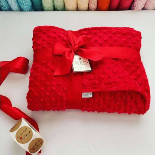 Red Minky Dot Baby Blanket { Baby Shower Gift } Option to Personalize with Name or Initials - Crib, Stroller, Child, or Lovey Size