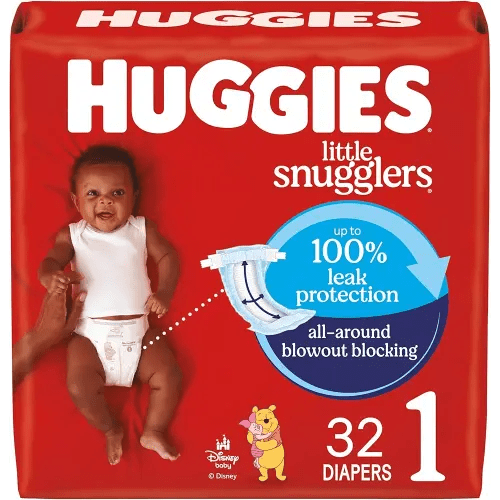 Huggies Size 1 Diapers, Little Snugglers Baby Diapers, Size 1 (8-14 lbs), 32 Count, Packaging May Vary