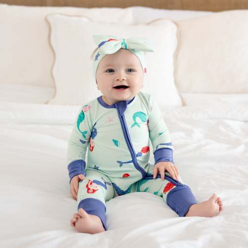 Larkspur Baby | Romper Pajamas | Convertible Footed Romper in Mermaids