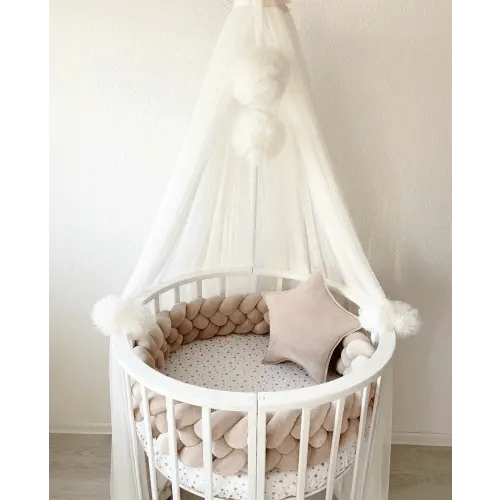 Canopy for crib. Baldachin + pom poms