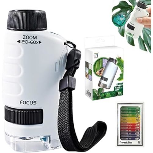 Little Marvin Miniscope, 2025 New Mini Microscope for Kids, Pocket Microscope Your Little Scientist Miniscope, Kids Microscope Handheld Mini Scope for Kids (White)