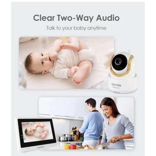 Nannio Connect - Monitor Inteligente para Bebé con Pantalla Táctil 5”, con pantalla externa y aplicación móvil, Cámara HD WiFi, Visión Nocturna, canción de cuna, control de temperatura, con rotación y Audio Bidireccional - The Baby Club Costa Rica