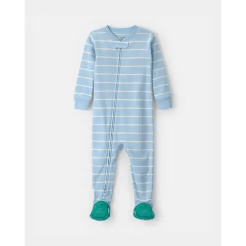 Baby Alligator Striped 100% Cotton Snug Fit 1-Piece Pajama - Blue | Carter's