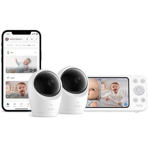 eufy Security Baby Monitor E20 with 2K HD Camera, 5'' 720p Display & Baby Monitor E20 Add-On Camera, 2K HD Resolution (Bundle)