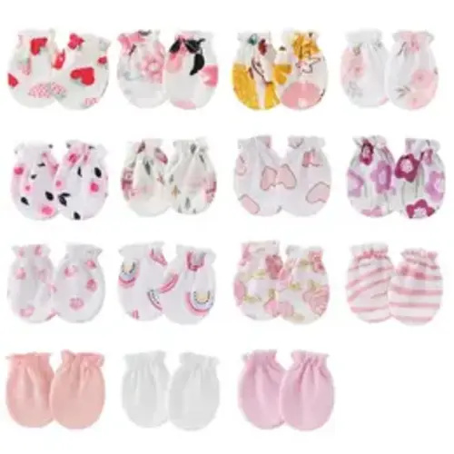 Sports Anti-Scratch Gloves (10/15-Pair Pack), Soft Synthetic Material, Adjustable Cuffs, Assorted Designs (Strawberries, Hearts), Ideal for Gifts, Infant Mittens, Newborn Baby Items, Flower-Themed Options - TikTok Shop