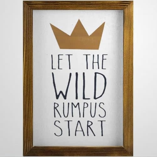 Arupkeer Let The Wild Rumpus Start Wooden Framed Sign Where The Wild Things are Nursery Wall Hanging Modern Rustic Farmhouse Decor Wall Art for Kitchen Living Room