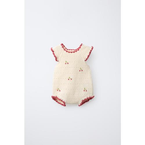 KNIT CHERRY ROMPER - Ecru | ZARA United States