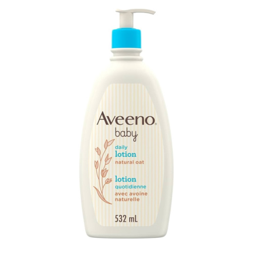 Aveeno Baby Lotion Daily Moisturizing - Natural Oat Formula for Sensitive Skin, 532mL - Gentle, Fragrance-Free Protection Body Lotion with up to 24-Hour hydration - Pediatrician-Recommended Brand
