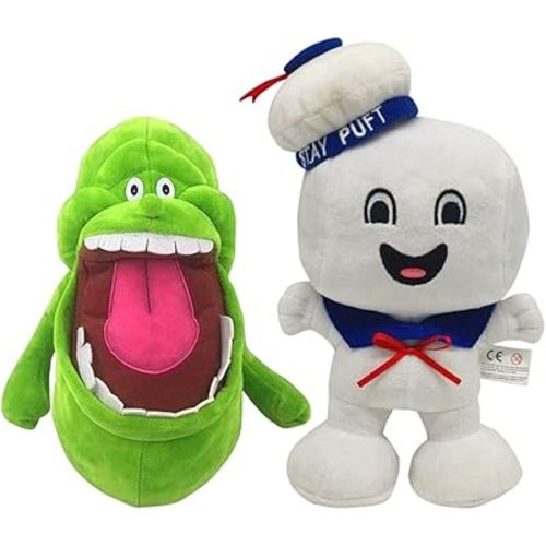 Stay Puft Marshmallow Man Plush Toys, Slimer Cute Ghost Stuffed Doll Toys for Kids (A-Stay Puft Marshmallow Man+Slimer), 23CM