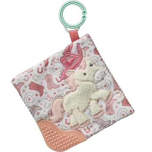 Mary Meyer Crinkle Teether Toy with Baby Paper and Squeaker, 6 x 6-Inches, Cream Giddy Up Pony