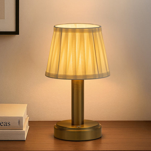 Mercer41 11'' Vintage Type-c Rechargeable Cordless Led Table Lamp Touch Control Mini Desk Lamp With Fabric Shadedimmable Nightstand Light For Bedroom Living Room Study Room & Reviews | Wayfair