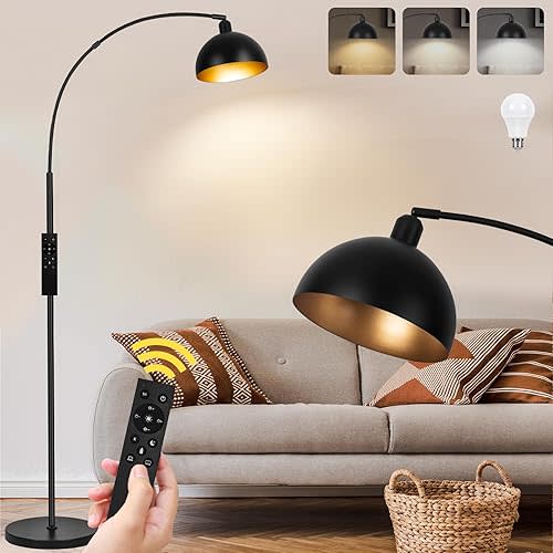 Black Floor Lamp - Dimmable with Remote Control