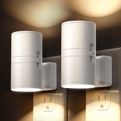 L LOHAS LED Night Light Plug in, Night Lights Plug into Wall, Light Sensor, 0-100LM, Soft White 3000K, Dimmable Night Light, Modern Night Light for Hallway Bedroom Stairway, 2 Pack