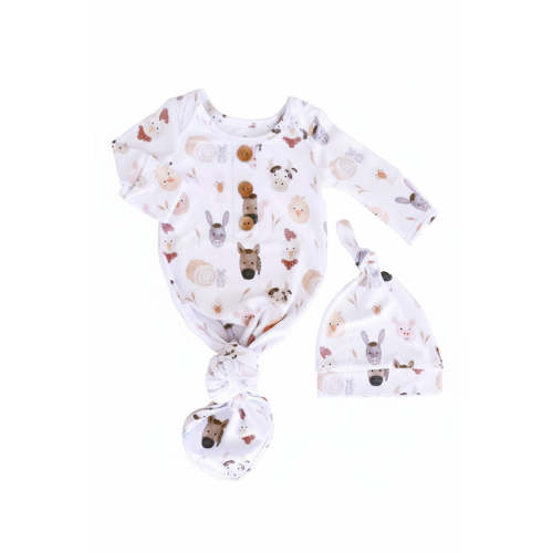 Barnyard Buddies Newborn Baby Knot Gown & Hat Set