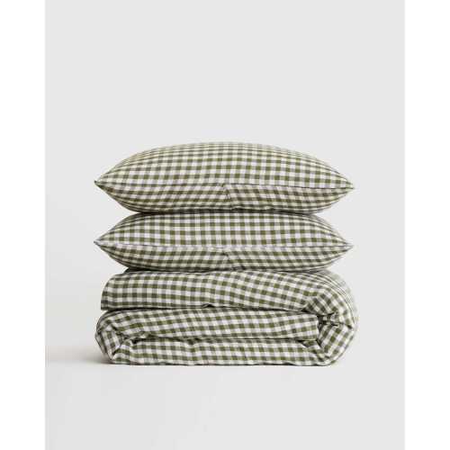 Linen Duvet Cover Set | Quince in Olive Gingham