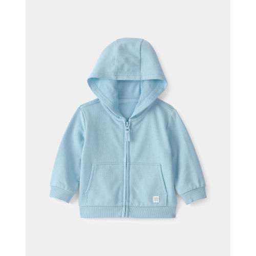 Baby French Terry Zip-Up Hoodie - Blue | Carter’s Oshkosh Canada