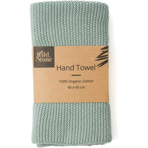 Wild & Stone | Organic Cotton Hand Towel Kitchen Towel | Perfect for Around The Home | Eco Hand Towels | Moss Green
