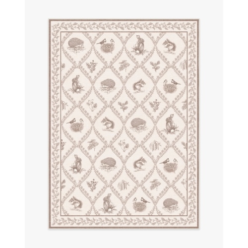 Squirrel & Hedgehog Fawn Rug by Sanderson | Ruggable US