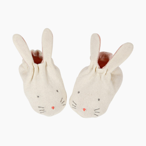 MERI MERI Knit Baby Booties - Tropical Peach Bunny, 0-6 Months