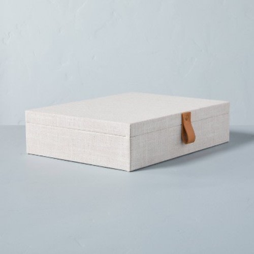 Fabric Storage Box with Faux Leather Accent Cream - Hearth & Hand™ with Magnolia, Size: Large