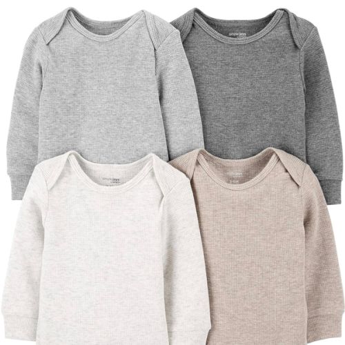 Simple Joys by Carter's Baby 4-pack Soft Thermal Long Sleeve Bodysuits